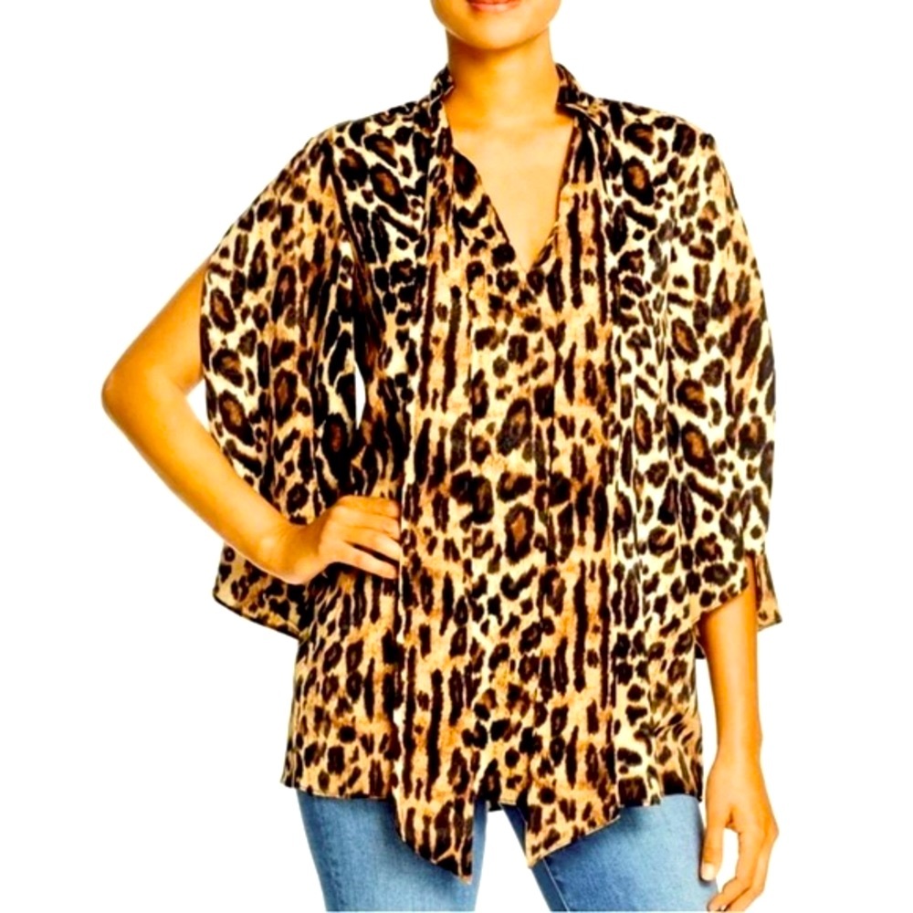 Kenneth Cole leopard top with neck sash